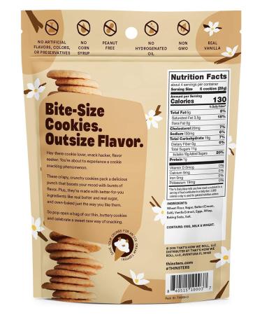 THINSTERS Vanilla Bean Cookie Thins 4oz (Pack Of 6) | Non-GMO, Peanut-Free, Crunchy Cookies - No Corn Syrup, Artificial Flavors or Preservatives - Buy Online on GoSupps.com