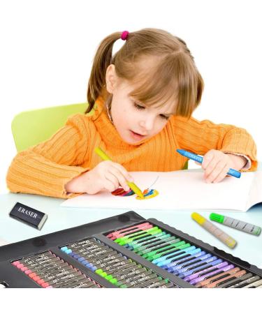 Sunnyglade 185-Piece Double-sided Trifold Easel Art Set - Oil Pastels, Crayons, Colored Pencils, Markers, Paint Brush, Watercolor Cakes, Sketch Pad - Multi-color - Buy Online on GoSupps.com