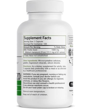 Bronson Milk Thistle 1000mg Capsules - Liver Health & Antioxidant Support - Non-GMO - 120ct (1 Pack) - Buy Online on GoSupps.com