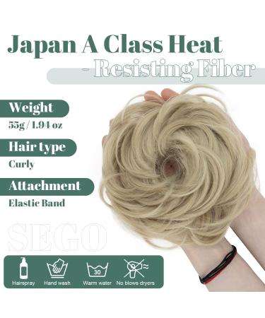 Sego Rubber Band Hair Part - 55g Dutt Hair Tie & Extensions for Messy Bun - Medium Blonde Mix - Buy Online on GoSupps.com