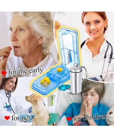 JohnBee Pill Cutter - Best USA Design for Small & Large Pills | Vitamin Cutter with Keychain Holder - Blue - Buy Online on GoSupps.com