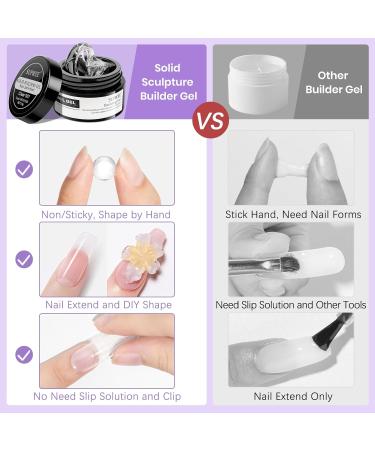  SUPWEE Solid Builder Gel 14g Pearl White 3D Nail Extension Kit Multifunctional with Chrome Powder and Silicone Pen for Home Manicure - Buy Online on GoSupps.com