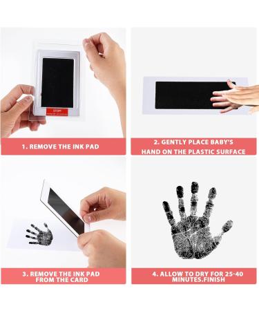 Baby Handprint and Footprint Kit 2 Pcs Clean Touch Baby Ink Pads for Hands and Feet with 4 Stamp Cards Safe Non-Toxic Inkless Handprint Kit for Baby Handprint Family Keepsake Gifts (Black) - Buy Online on GoSupps.com