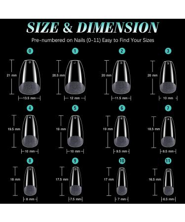 240 Extra Short Coffin Gel Nail Tips Set for Nail Art - Soft Full Cover False Nails in 12 Sizes - PMMA Pre-Buffed Artificial Nails for Gluing - Buy Online on GoSupps.com