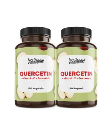 Quercetin high dose (180 capsules) with vitamin C and bromelain - Vegan 180 pieces (pack of 2)