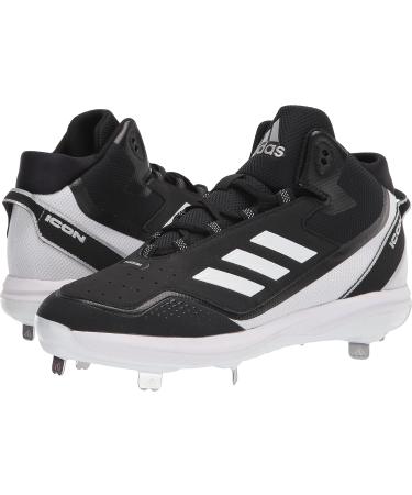 adidas Men's Icon 7 Mid Baseball Shoe 11.5 - Black/White/Silver Metallic - Buy Online on GoSupps.com