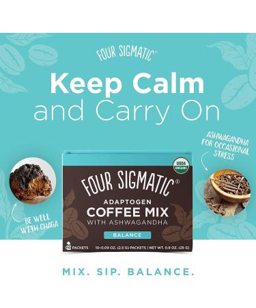 Four Sigma Foods Four Sigmatic Mushroom Coffee Mix Think With Lion's Mane & Chaga 10 Servings X 2.5g Lion's Mane & Chaga 10 Count & Four Sigmatic Adaptogen Coffee Mix with ashwagandha - 10 Packets Coffee + Adaptogen Coffee Mix Lion's Mane & Chaga 2.5 g (P - Buy Online on GoSupps.com
