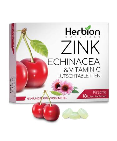 Herbion Naturals Zink Echinacea and vitamin C lozenges with natural cherry taste - 18 ct - dietary supplements - promotes general health for adults and children 5+ - Buy Online on GoSupps.com