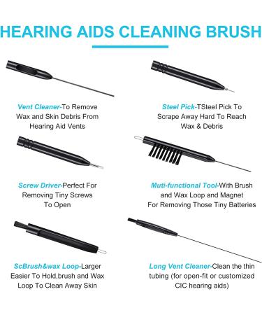 Hearing Aid Cleaning Tools & Case Kit - 8 Pieces Microfiber Cloth & Vent Cleaner for Sound Amplifier (Black) - Buy Online on GoSupps.com