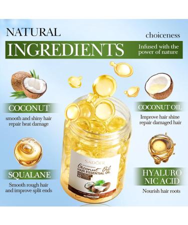 Hair Treatment Serum Coconut Hair Oil Hair Vitamin Serum Oil Capsules Moisturizes and Softens Dry Frizzy and Damaged Hair Nourishing Conditioner - Buy Online on GoSupps.com