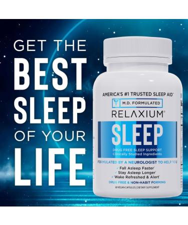 Relaxium Sleep Aid Melatonin with Magnesium Glycinate Valerest & Ashwagandha Non-Habit Forming Sleep Supplement 60 Vegan Capsules 30-Day Supply - Buy Online on GoSupps.com