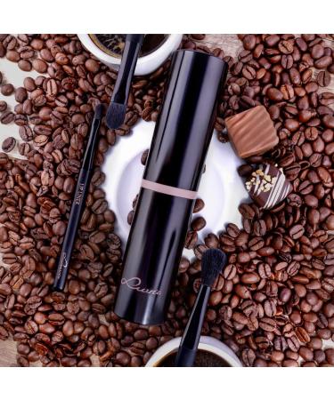 Buy Luvia Travel Make-Up Brush Set - 5 Vegan Cosmetic Brushes with Storage | Black/Espresso - Buy Online on GoSupps.com