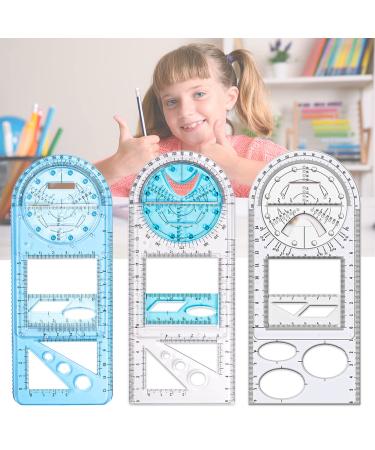 Multifunctional Geometric Rulers Drawing Tool Creative Arting Craft Draft Template Drawing Measuring Tool for Kids Students Office Supply Plastic Drawing Measuring Ruler Math Material (3 Packs) - Buy Online on GoSupps.com