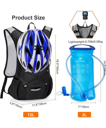 Hydration Backpack with 2L Water Bladder for Cycling & Hiking - Black - Buy Online on GoSupps.com