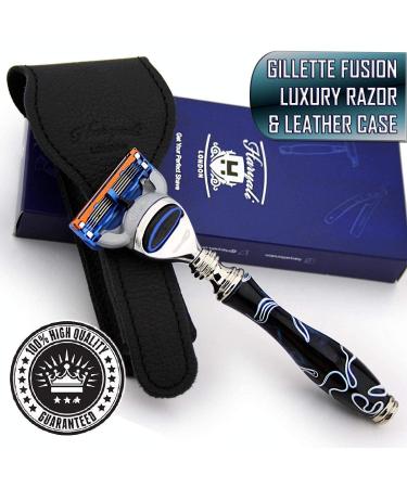 Premium Luxury Razor Set - 5 Edge Razor & Leather Case - Haryali London Gift Duo - Buy Online on GoSupps.com