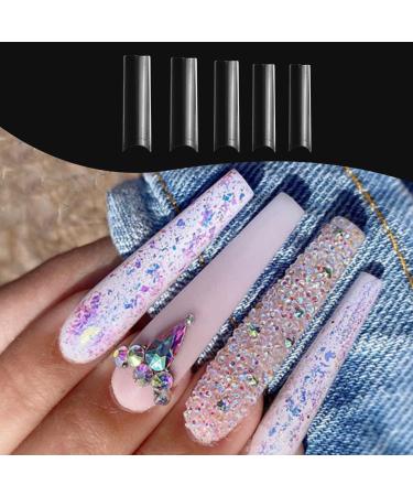 SITELENABY XXL Square Nail Tips 4-7 | 600pcs Clear Acrylic False Nails for French Nail Art - Buy Online on GoSupps.com