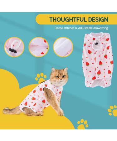 Buy Avont Cat Recovery Suit - 2 Pieces Abdominal Wound Protection Modal Spay Weaning Clothing Large Cherry/Strawberry Design International Shipping Available - Buy Online on GoSupps.com