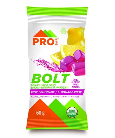 PROBAR - Bolt Organic Energy Chews Pink Lemonade Non-GMO Gluten-Free USDA Certified Organic Healthy Natural Energy Fast Fuel Gummies (12 Count)