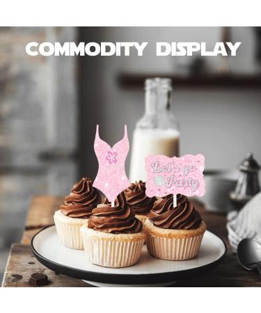 18pcs Hot Pink Lip Disco Lipstick Glitter Dessert Cupcake Topper Cheer to Movie Princess Girl Makeup Theme Decor Pick for Birthday Anniversary Wedding Party Decoration Supplies - Buy Online on GoSupps.com