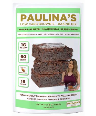 Paulinas Keto Chocolate Brownie Cake Mix, Just 1g Net Carbs Per Serving, Gluten Free, Low Carb, Diabetic & Paleo Friendly, Sugar Free Dessert, Non-GMO, Easy To Make, 16 Servings