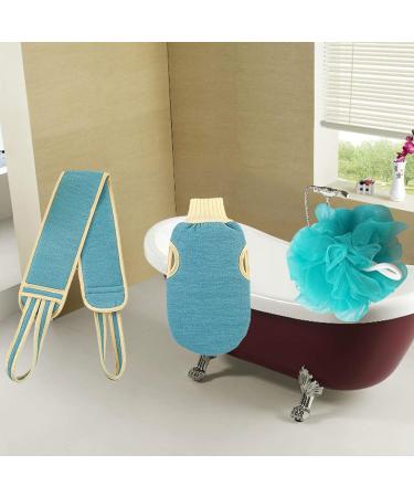 3 Pack Blue Loofah Sponge Body Scrubber for Bath - Luxury Exfoliating Loofah for Women and Men - Buy Online on GoSupps.com