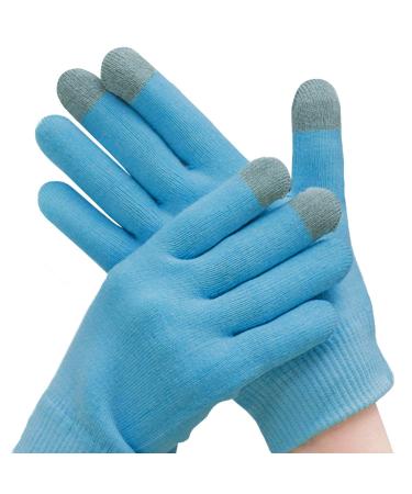 Moisturizing Gel Gloves, Touch Screen Cotton Gloves Heal Eczema Sleeping Lotion Hand Spa Treatment Gloves Repair Rough Cracked Dry Chapped Hands Skin - Blue