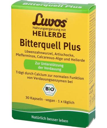 Luvos Healing Earth Organic Bitterquell Plus Capsules - 30 Count for Digestive Health & Detox | International Shipping Available - Buy Online on GoSupps.com