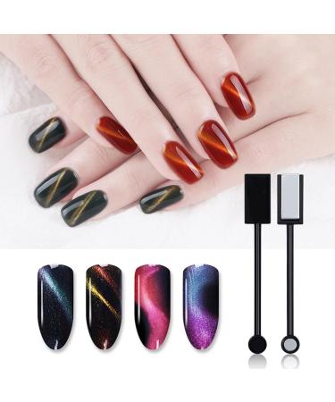 Buy 2 Pieces Double-Head Cat Eye Magnet for Nails | Magic 3D Nail Art Tool for DIY & Salon - Black - Buy Online on GoSupps.com