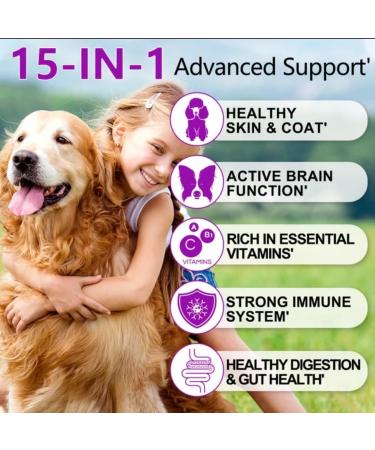 15 in 1 Multivitamin with Glucosamin and Probiotic Soft Chews (2 Packs) for Dogs. Multivitamin for Hip Joint Skin Coat Gut Health and Immune System with Duck Flavour for All Dogs (120 Chews). - Buy Online on GoSupps.com