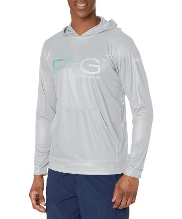 Columbia Men's Terminal Tackle PFG Hooks Hoodie Cool Grey/White Gradient Large