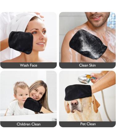 Kinhwa Washcloths & Microfiber Washing Gloves - Soft Reusable Terry Slimming Glove 15cm x 20cm 3-Piece Set - Black - Buy Online on GoSupps.com