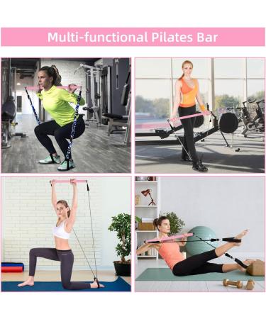 Popper Resistance Straps Rod - Portable Pilates Bar & Resistance Bands for Home Fitness | Pink Strength Training Yoga Equipment - Buy Online on GoSupps.com