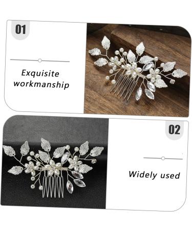 FRCOLOR Bridal Hair Accessories Bridal Headpieces for Wedding Hair Accessories for Prom Diamond Hair Accessories Silver Clips for Hair Wedding Pearls Hair Comb Floral Hair Clip Zinc Alloy - Buy Online on GoSupps.com