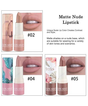 Matte Nude Lipstick - Long Lasting Velvety Lip Gloss | Non-Stick Waterproof Lip Stain | Perfect Gift for Women - 05# Amber (0.13 Oz - Buy Online on GoSupps.com