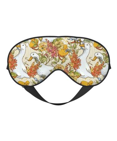 Ducks and Flowers Sleep Mask Adjustable Double -Sided Eye Mask Soft Sleeping Eye Covers for Sleeping Perfect Shading Reduce Eye Edema