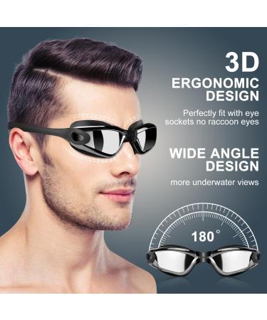 Cooloo Swimming Goggles for Men | 2-Piece Set with UV Protection Anti-Fog & Adjustable Belt | Comfortable Adult Swim Goggles - Blue & Black Mirrored Lens - Buy Online on GoSupps.com