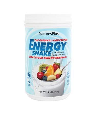 NaturesPlus Energy Shake - 1.7 lb - 16 Grams of Plant-Based Protein Per Serving - Contains Digestion-Supporting Enzymes - No Added Sugar - Non-GMO Vegetarian Gluten Free - 28 Servings Unflavored 1.7 Pound