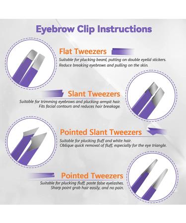 4 PCS Stainless Steel Eyebrow Tweezers Set for Men & Women - Precision Tools for Eyelashes, Splinters, Ingrown Hair Removal - Includes Iron Travel Case (Purple) - Buy Online on GoSupps.com