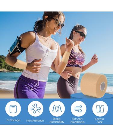 ZCFOIKAN Soft Sports Tapes 4 Rolls Pre Wrap Tape Foam Underwrap Tape Non-Adhesive Protective Foam Wrap for Hair Ankles Wrists Hands and Knees 2.4 Inches x 22 Yards(Beige) - Buy Online on GoSupps.com