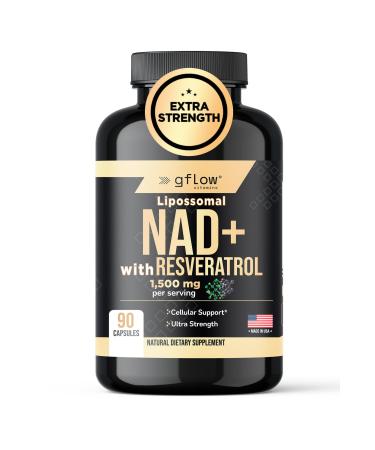 gflow vitamins NAD+ Supplement (Nicotinamide Adenine Dinucleotide) with Resveratrol as 98% Pure Trans-resveratrol | Antioxidant Anti-Aging Supplement Made in The USA