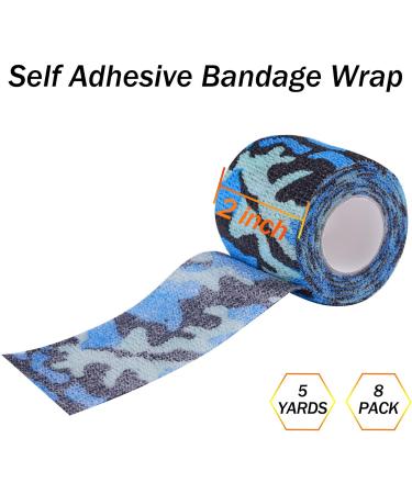 BQTQ 2 Inch Camouflage Cohesive Bandage Tape - 8 Rolls, Self Adherent Stretch Bandage for Ankle Sprains, Swelling in 8 Camo Colors - Ideal for Humans and Animals - Buy Online on GoSupps.com