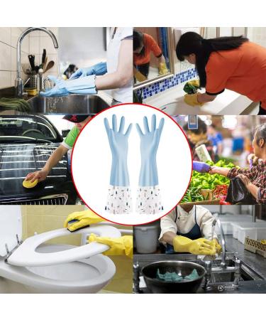 Waterproof Rubber Cleaning Gloves - Long Cuff, Flock Lining, 3 Pair Medium - Kitchen Dishwashing Household Gloves - Buy Online on GoSupps.com