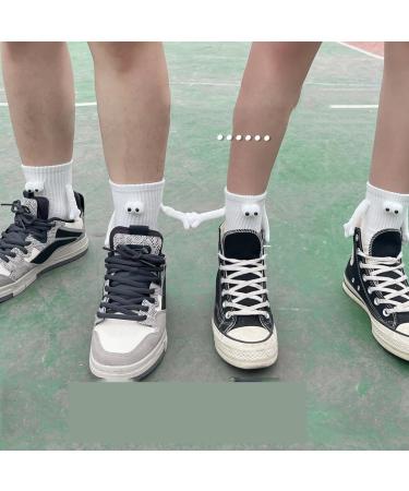 Magnetic Hand Holding Doll Socks Set - Funny Gifts for Women | Cute 3D Couple Socks in White - Buy Online on GoSupps.com