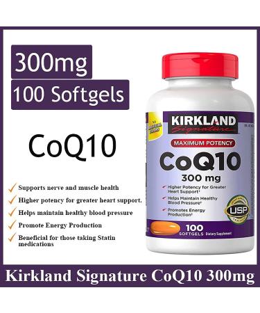Kirkland Signature CoQ10 300mg 100 Softgels - Maximum Potency - 1 Pack - Buy Online on GoSupps.com