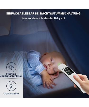 MomMed Contactless Fever Thermometer for Adults & Kids - Ear & Forehead & Age Setting - Infrared with Fever Alarm & Storage - Buy Online on GoSupps.com