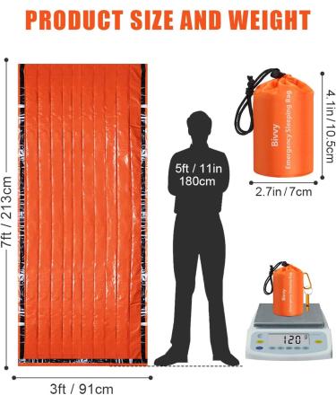 Timok Emergency Sleeping Bag - Thermal Space Blanket for Hiking, Camping & Survival | Ultralight Waterproof Bivy Sack in Orange - Buy Online on GoSupps.com