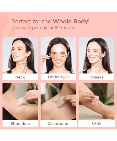 PLANTIFIQUE Vitamin C Face Serum Anti Aging Massage with Peptides Collagen Korean Skin Care Face Moisturizer and Rose Quartz Gua Sha Set - Buy Online on GoSupps.com