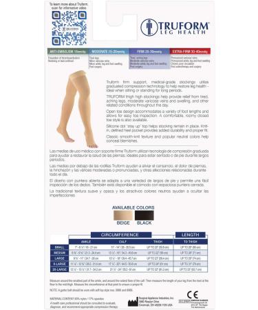Truform 20-30 mmHg Compression Stockings - Thigh High Dot-Top, Open Toe - Beige, Medium (1 Pair) - Buy Online on GoSupps.com