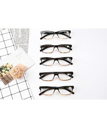 Eyekepper 5-Piece Classic Spring Hinge Reading Glasses Set - Stylish Black/Yellow Sun Reading Glasses with 0.0 Diopter Transparent Lenses for Ultimate Comfort - Buy Online on GoSupps.com