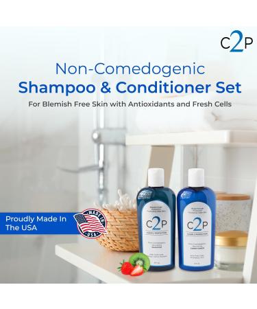 Non-Comedogenic & Sulfate-Free Shampoo & Conditioner Set | Clear 2 Perfection | Ideal for Acne-Prone Skin & Bacne | Esthetician Developed for Breakouts & Healthy Hair - Buy Online on GoSupps.com